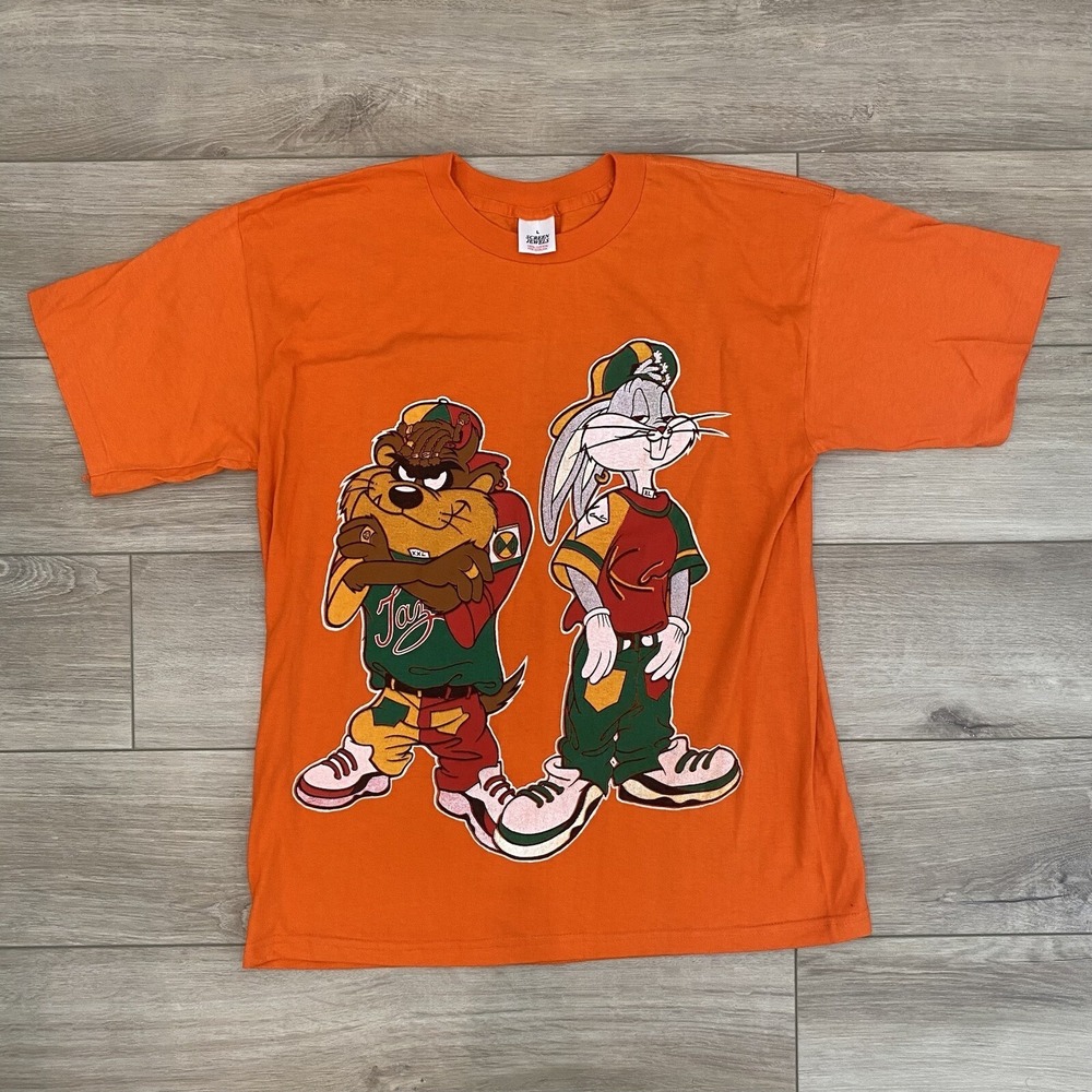 Vintage Kriss Kross 1990s Looney Tunes Orange Tee Adult Large Single Stitch‎ VTG